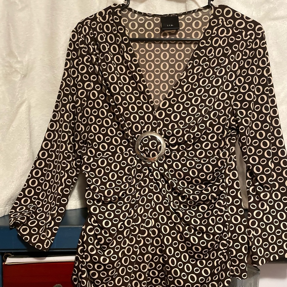 Chic Brown & White Polka Dot Blouse